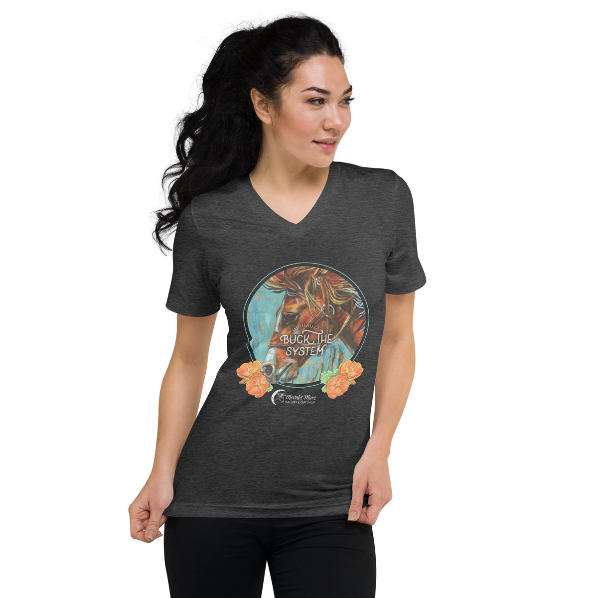Buck the System - Unisex Short Sleeve V-Neck T-Shirt