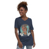 Stay Wild Unisex Short Sleeve V-Neck T-Shirt in Navy