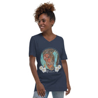 Stay Wild Unisex Short Sleeve V-Neck T-Shirt in Navy