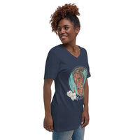 Stay Wild Unisex Short Sleeve V-Neck T-Shirt in Navy